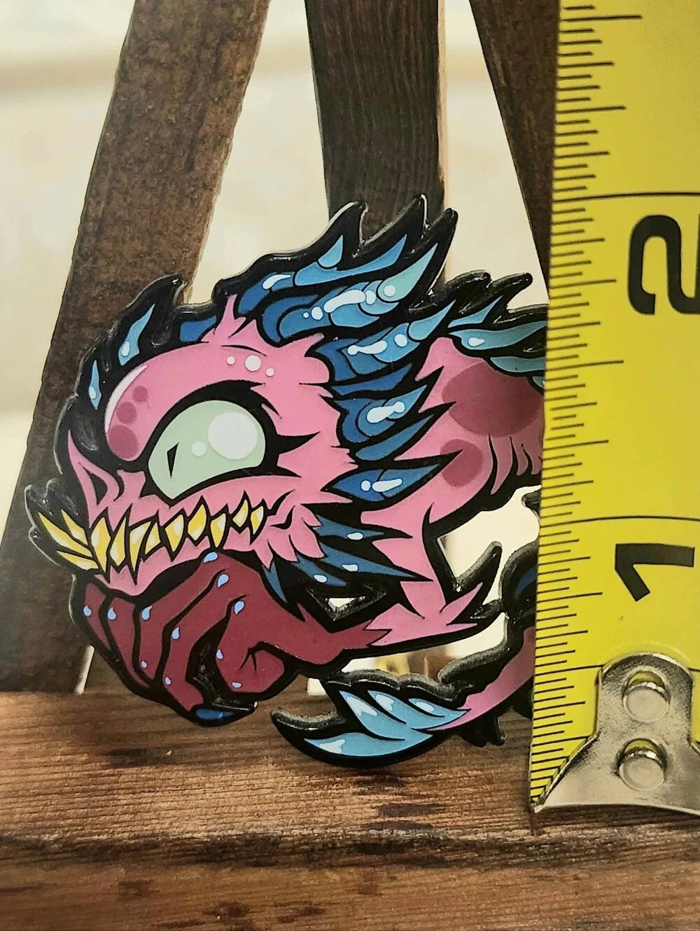 Emi Monster Art Enamel Pin Limited Edition 21/55 Pink And Blue Fish Creature